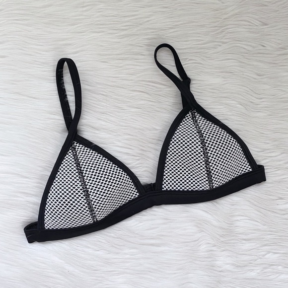 triangl swimwear Other - Triangl Black White Mesh Triangle Bikini Swim Top